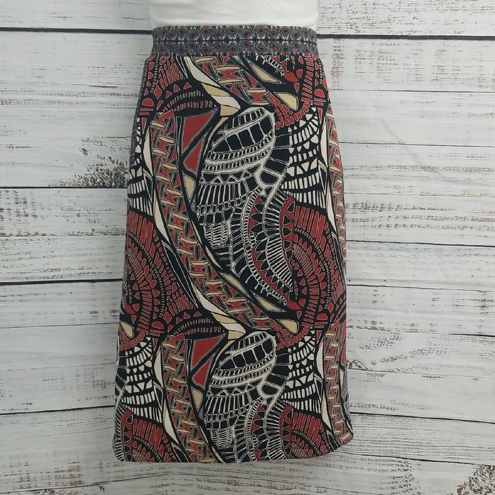 Cato Patterned Black and Red Women's Pencil Skirt